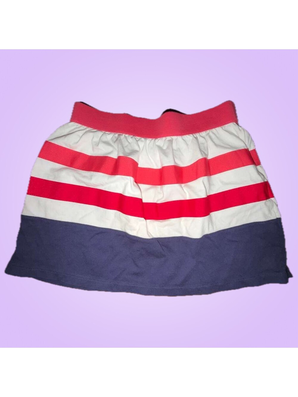 Gymboree Girls Size 10 Pink White and Navy Striped Pull-On Skirt